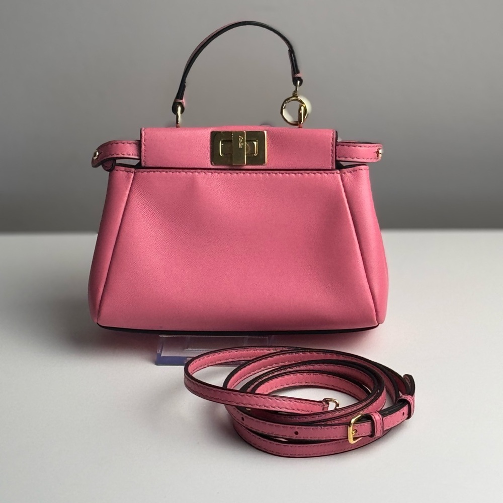 SOLD Fendi Pink Mini Peekaboo Crossbody Bag with Gold-Tone Closure